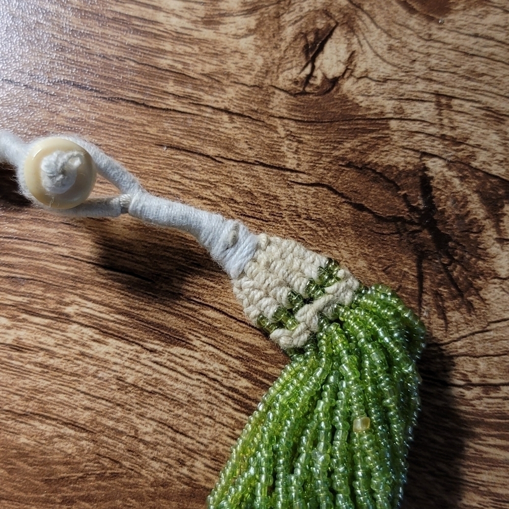 Green Beaded Statement Necklace - image 5